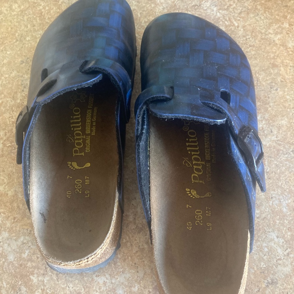 Papillio Navy checkered Clogs